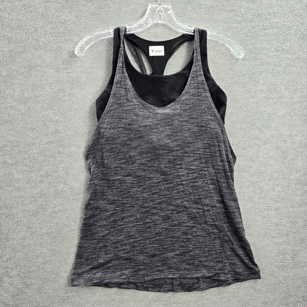 Lululemon Women Activewear Tank Top 6 Gray Twist and Toil Racerback Built in Bra